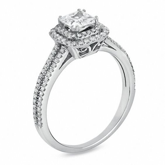 1.20 CT. T.W. Princess-Cut Diamond Framed Engagement Ring in 14K White Gold