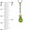 Pear-Shaped Peridot and Diamond Accent Pendant and Earrings Set in Sterling Silver and 14K Gold