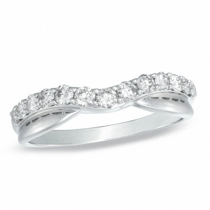 Ladies' 0.50 CT. T.W. Diamond Twist Contour Wedding Band in 14K White Gold|Peoples Jewellers