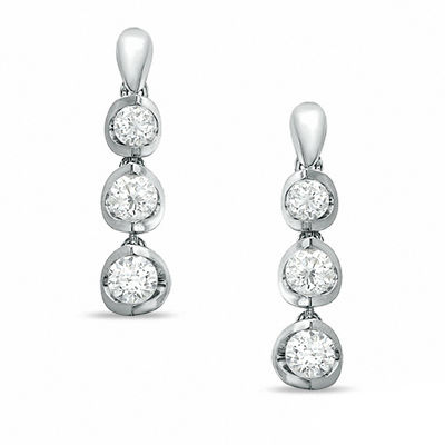 1.00 CT. T.W. Canadian Certified Diamond Dangle Earrings in 14K White Gold