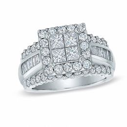 2.00 CT. T.W. Quad Princess-Cut Diamond Engagement Ring in 14K White Gold