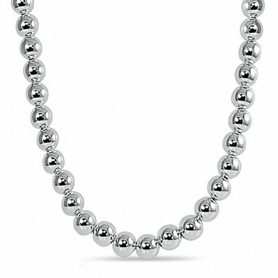 8.0mm Bead Necklace in Hollow Sterling Silver