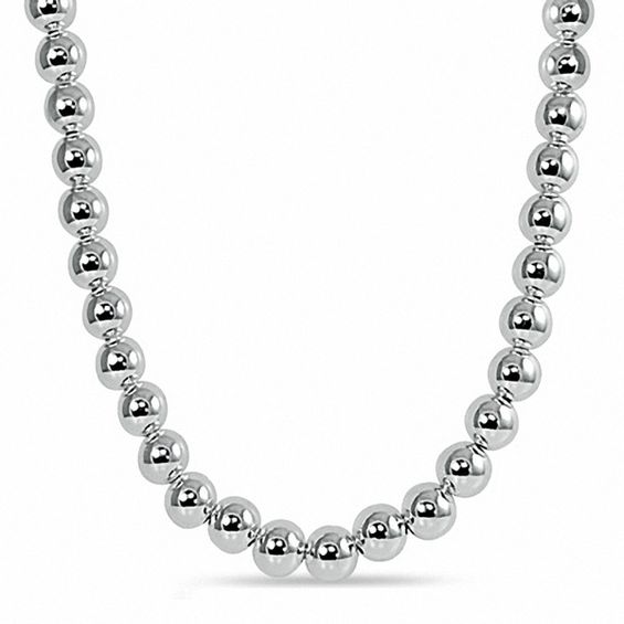 8.0mm Bead Necklace in Hollow Sterling Silver