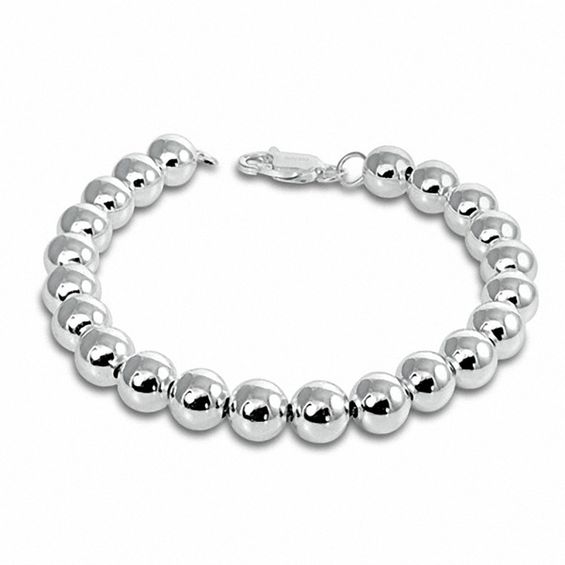 8.0mm Bead Bracelet in Sterling Silver - 7.5"