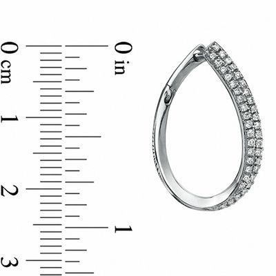 0.33 CT. T.W. Diamond Pavé Eclipse Hoop Earrings in 10K White Gold