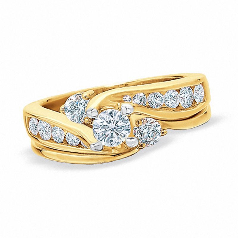 0.50 CT. T.W. Diamond Three Stone Swirl Bridal Set in 14K Gold|Peoples Jewellers