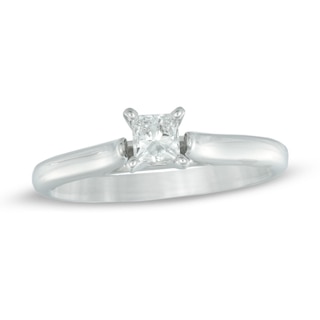 0.33 CT. Certified Colourless Princess-Cut Diamond Solitaire Engagement Ring in 14K White Gold (F/I1)