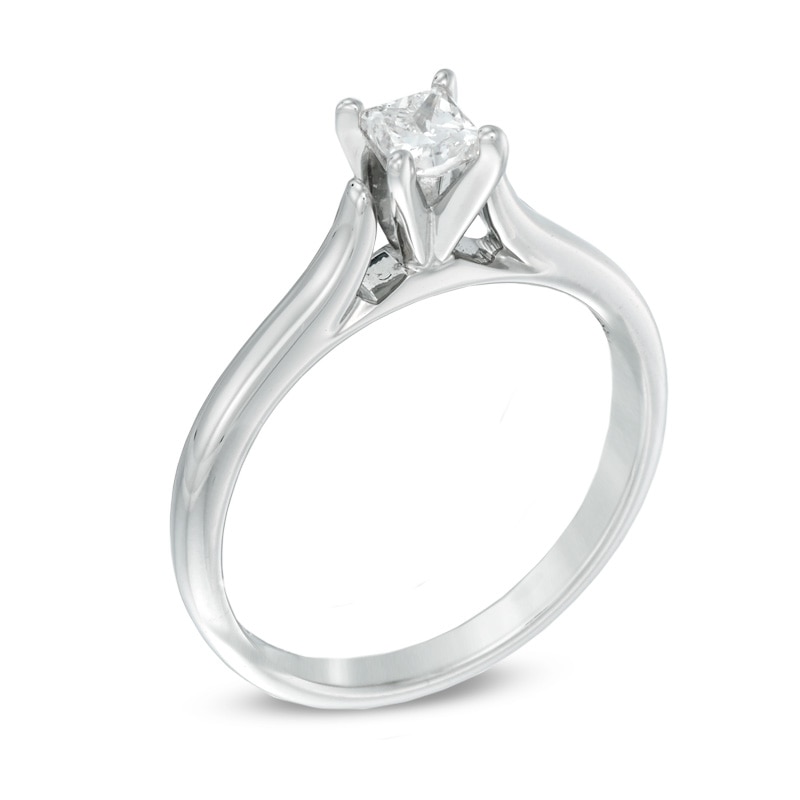 0.33 CT. Certified Colourless Princess-Cut Diamond Solitaire Engagement Ring in 14K White Gold (F/I1)|Peoples Jewellers