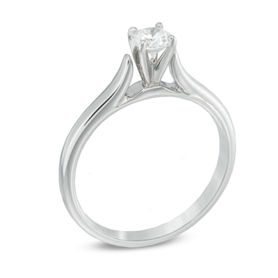 0.30 CT. Certified Colourless Diamond Solitaire Engagement Ring in 14K White Gold (F/I1)