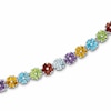 Thumbnail Image 0 of Multi-Gemstone Flower Bracelet in Sterling Silver - 7.25"