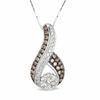 Thumbnail Image 0 of 0.63 CT. T.W. Champagne and White Diamond Swirl Pendant in 10K White Gold