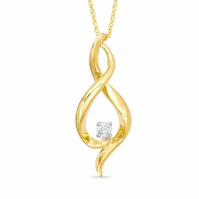 0.07 CT. Diamond Swirl Pendant in 10K Gold