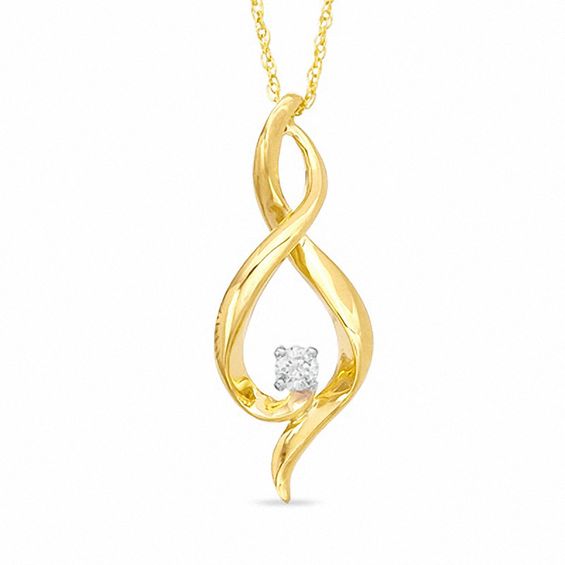 0.07 CT. Diamond Swirl Pendant in 10K Gold