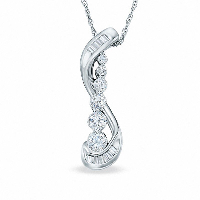 0.25 CT. T.W. Journey Diamond Flourish Pendant in 10K White Gold|Peoples Jewellers