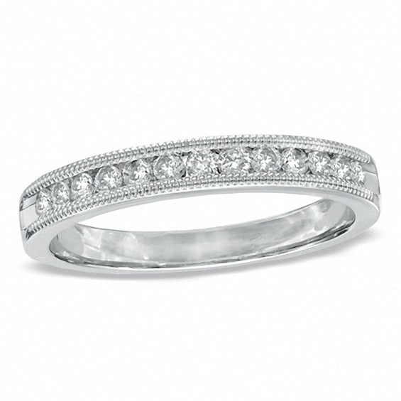 0.25 CT. T.W. Diamond Milgrain Band in 14K White Gold