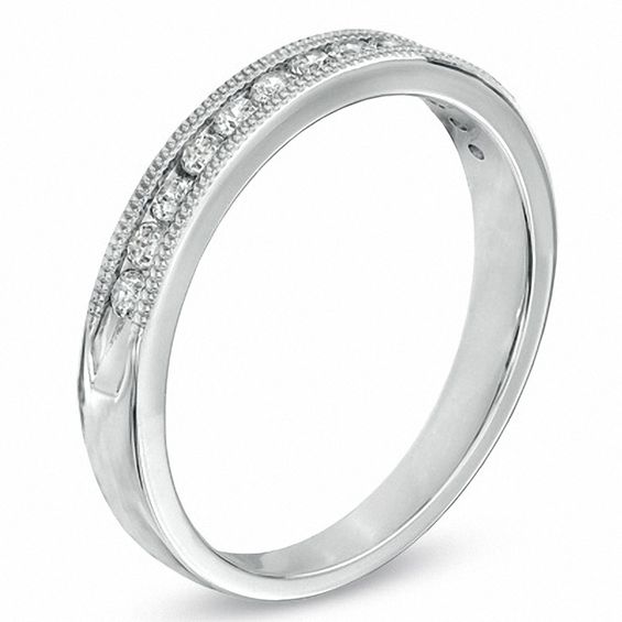 0.25 CT. T.W. Diamond Milgrain Band in 14K White Gold