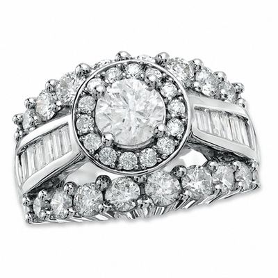 3.45 CT. T.W. Diamond Framed Engagement Ring in 14K White Gold