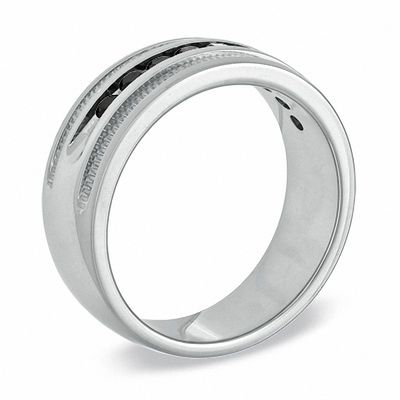 Men's 0.50 CT. T.W. Black Diamond Wedding Band in Sterling Silver