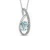 Thumbnail Image 0 of Oval Aquamarine and Diamond Accent Pendant in Sterling Silver