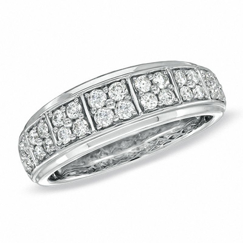 0.50 CT. T.W. Diamond Chequerboard Wedding Band in 10K White Gold