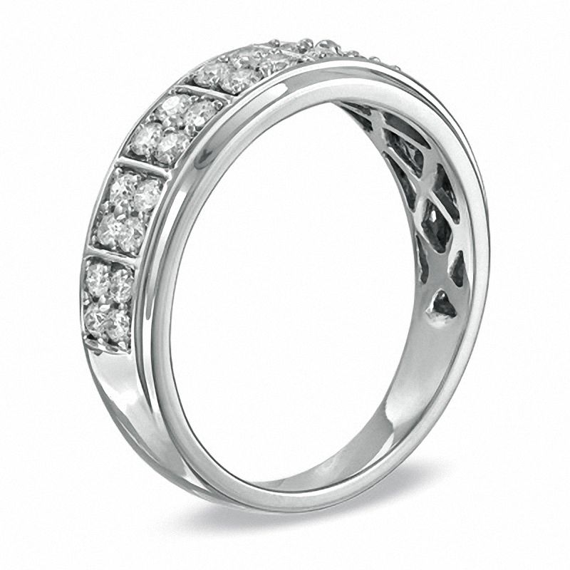 0.50 CT. T.W. Diamond Chequerboard Wedding Band in 10K White Gold