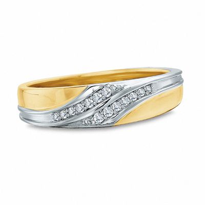 Diamond Accent Slant Wedding Band in 10K Gold