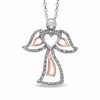 Thumbnail Image 0 of 0.11 CT. T.W. Diamond Outline Heart Angel Pendant in Sterling Silver and 10K Rose Gold