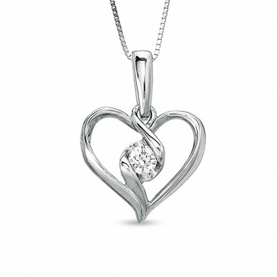 Sirena™ 0.10 CT. Diamond Heart Pendant in 10K White Gold