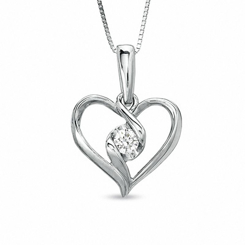 Sirena™ 0.10 CT. Diamond Heart Pendant in 10K White Gold|Peoples Jewellers
