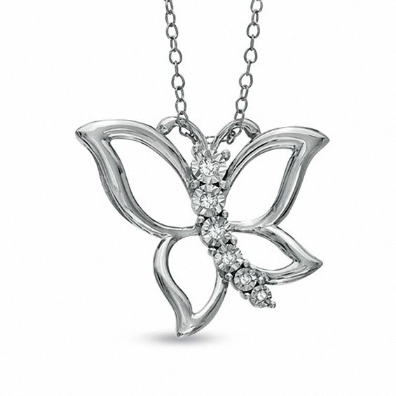 0.18 CT. T.W. Diamond Butterfly Pendant in Sterling Silver