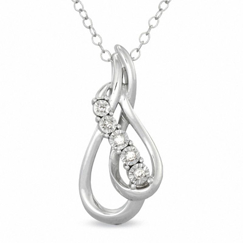 Diamond Accent Double Loop Pendant in Sterling Silver|Peoples Jewellers