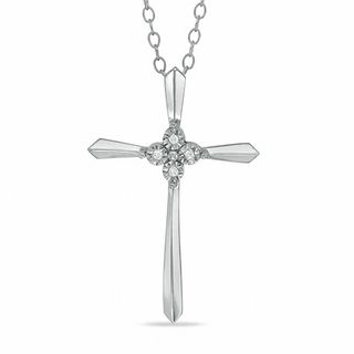 Diamond Accent Cross Pendant in Sterling Silver