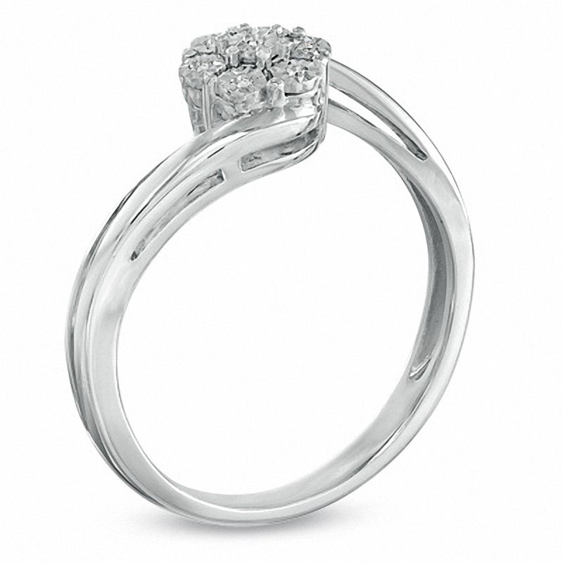 Diamond Accent Cluster Bypass Ring in Sterling Silver