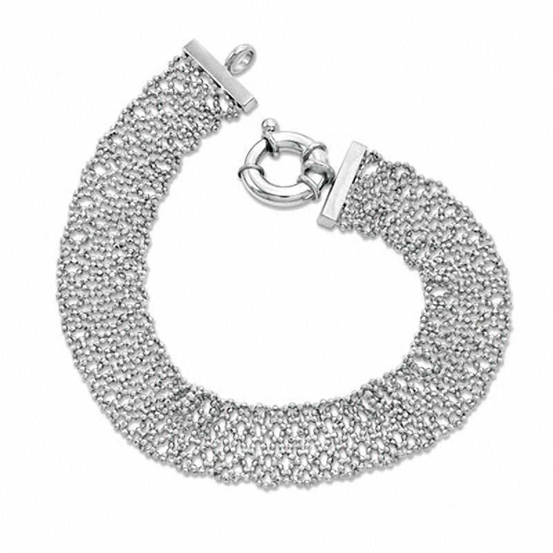 Beaded Weave Bracelet in Sterling Silver - 7.5"