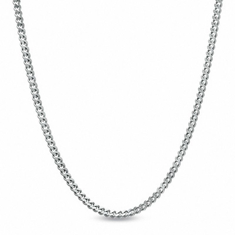 1.0mm Curb Chain Necklace in 14K White Gold - 20"|Peoples Jewellers