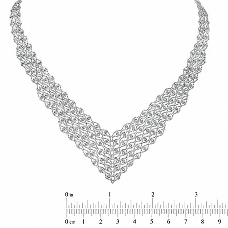 Sterling Silver Beaded Bib Necklace - 17"|Peoples Jewellers