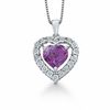 Heart-Shaped Amethyst with Diamond Accent Frame Pendant in Sterling Silver