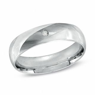 Men's 5.0mm Diamond Accent Wedding Band in 10K White Gold