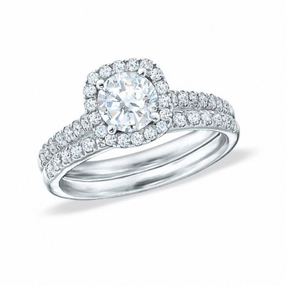 0.50 CT. T.W. Diamond Framed Bridal Set in 14K White Gold