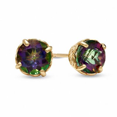 6.0mm Mystic Fire® Topaz Stud Earrings in 10K Gold