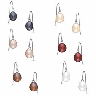 Honora 7-8.0mm Multi-Colour Freshwater Cultured Pearl Earrings Set in Sterling Silver (Set of 6)