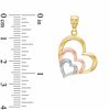 10K Tri-Tone Gold Triple Hearts Charm