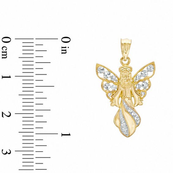 10K Two-Tone Gold Diamond-Cut Angel Charm