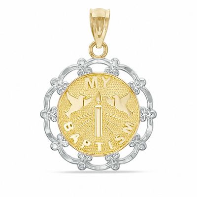 10K Two-Tone Gold Baptism Charm