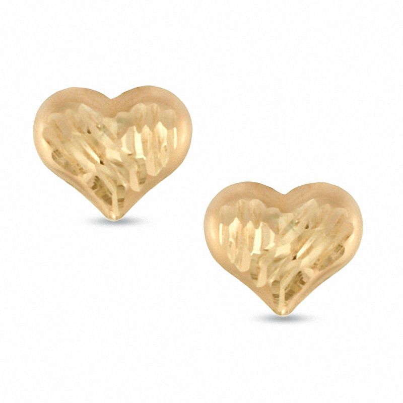 Child's Diamond-Cut Heart Earrings in 14K Gold|Peoples Jewellers