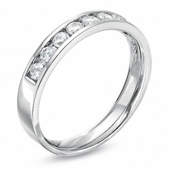 Ladies' 0.50 CT. T.W. Canadian Certified Diamond Channel Band in 14K White Gold (I/I2)