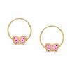Thumbnail Image 0 of Child's Pink Enamel Butterfly Hoop Earrings in 14K Gold