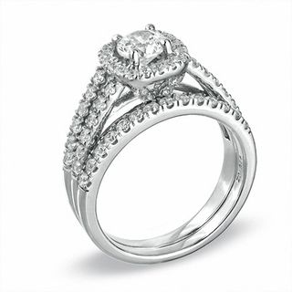 1.45 CT. T.W. Diamond Frame Bridal Set in 14K White Gold