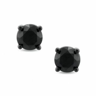 Black Mystique 0.50 CT. T.W. Black Diamond Solitaire Stud Earrings in 10K White Gold