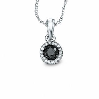 0.20 CT. T.W. Enhanced Black and White Diamond Frame Pendant in 10K White Gold